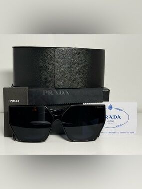 Prada Black Oversized Square Sunglasses with Dark Lenses